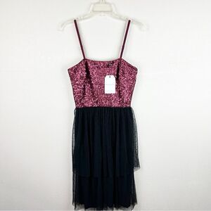 Dress The Population Sequin Red Mini Dress Maroon Small Kady Merlot